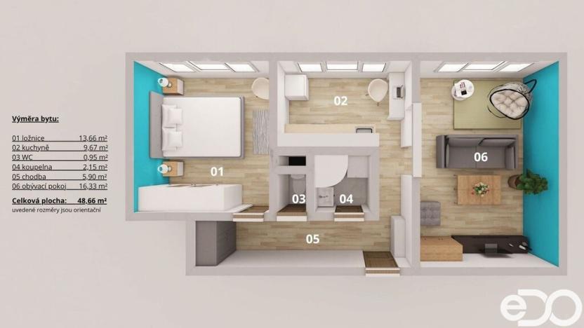 Prodej bytu 2+1, Poděbrady, Mánesova, 49 m2