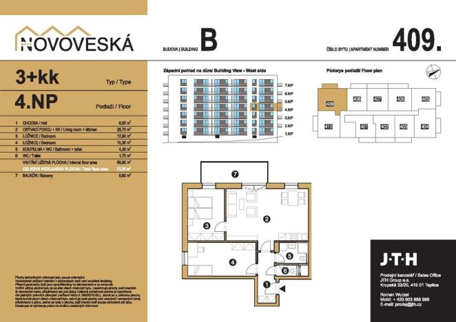 Prodej bytu 3+kk, Teplice, Novoveská, 73 m2