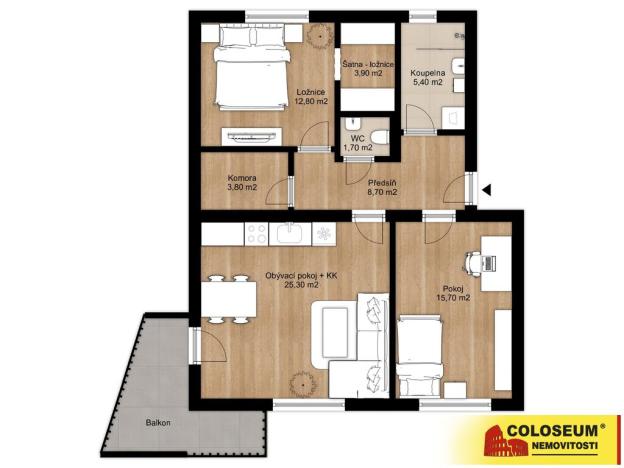 Prodej bytu 3+kk, Hrušovany nad Jevišovkou, 77 m2