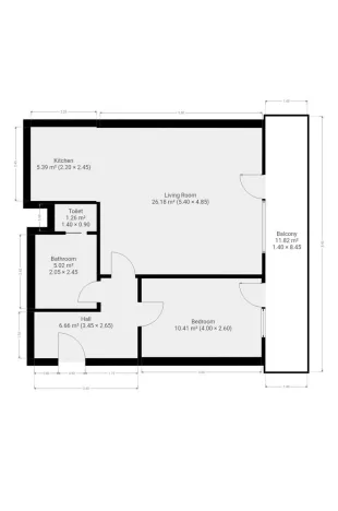 Pronájem bytu 2+kk, Praha - Kyje, Federova, 55 m2