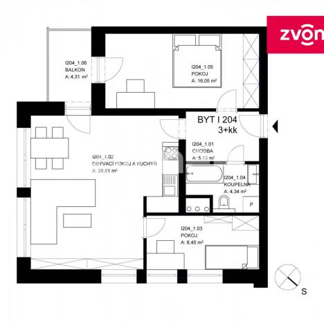 Pronájem bytu 3+kk, Fryšták - Horní Ves, Komenského, 71 m2