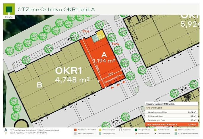 Pronájem skladu, Ostrava, Krmelínská, 1000 m2