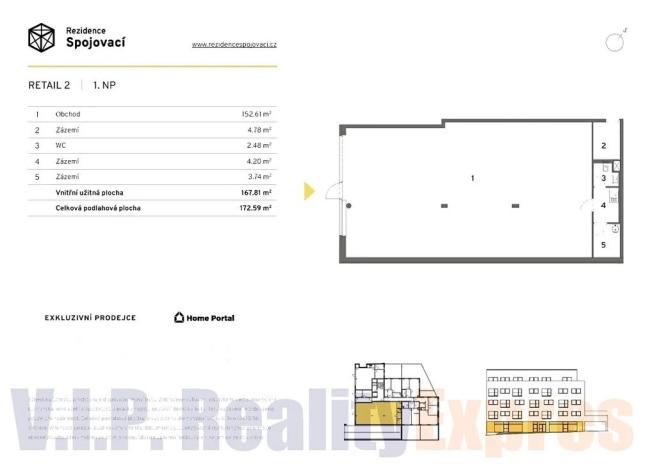 Prodej obchodního prostoru, Praha, Spojovací, 173 m2