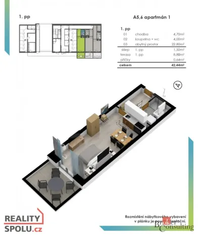 Prodej bytu 1+kk, Lipno nad Vltavou, 40 m2