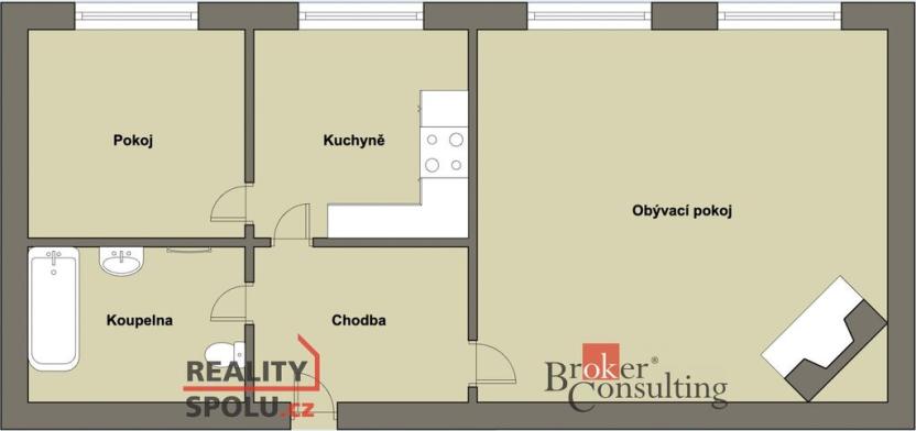 Prodej bytu 2+1, Domažlice - Hořejší Předměstí, Petrovická, 58 m2