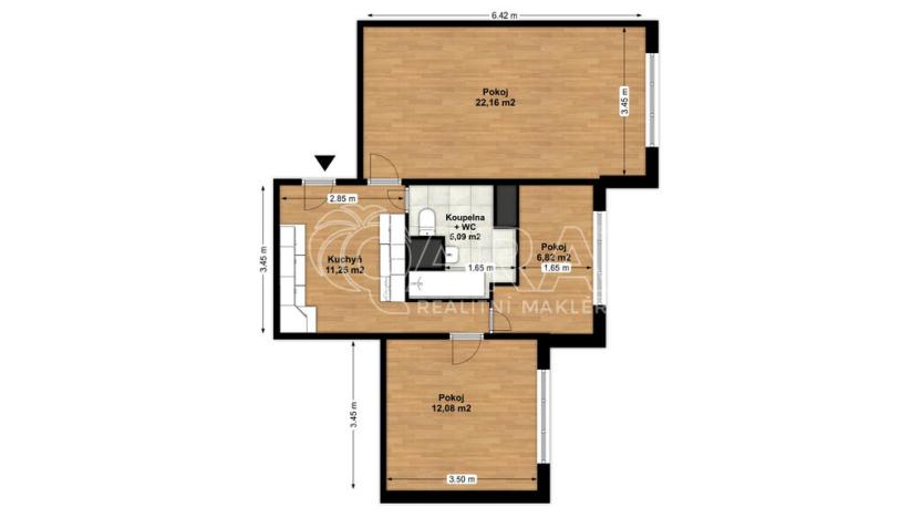 Prodej bytu 2+1, Praha - Kamýk, Zárubova, 60 m2