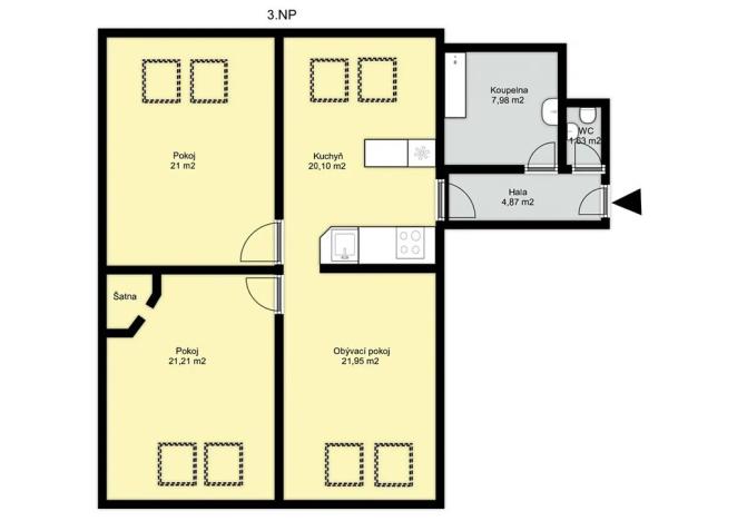 Prodej bytu 3+1, Červené Pečky, U Nádraží, 99 m2
