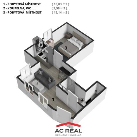 Prodej bytu 2+kk, Brno, Hostislavova, 39 m2