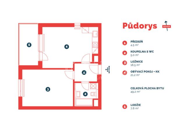 Pronájem bytu 2+kk, Praha - Vysočany, Strnadových, 57 m2