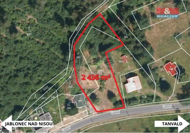 Prodej pozemku pro bydlení, Smržovka, Údolní, 2436 m2