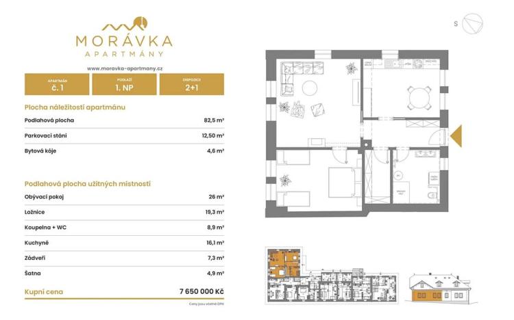 Prodej bytu 2+1, Malá Morávka, 83 m2