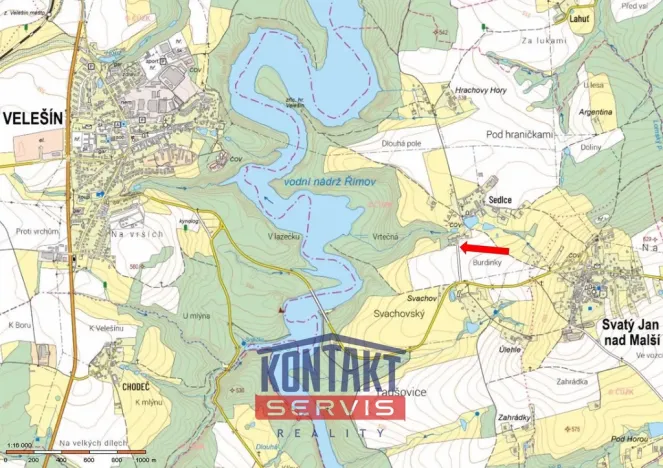 Prodej pozemku pro bydlení, Svatý Jan nad Malší - Sedlce, 1437 m2