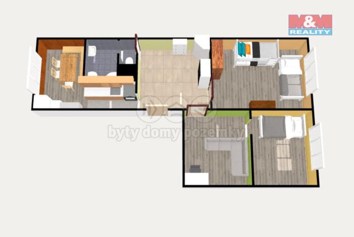 Prodej bytu 2+1, Jáchymov, Na Slovanech, 67 m2