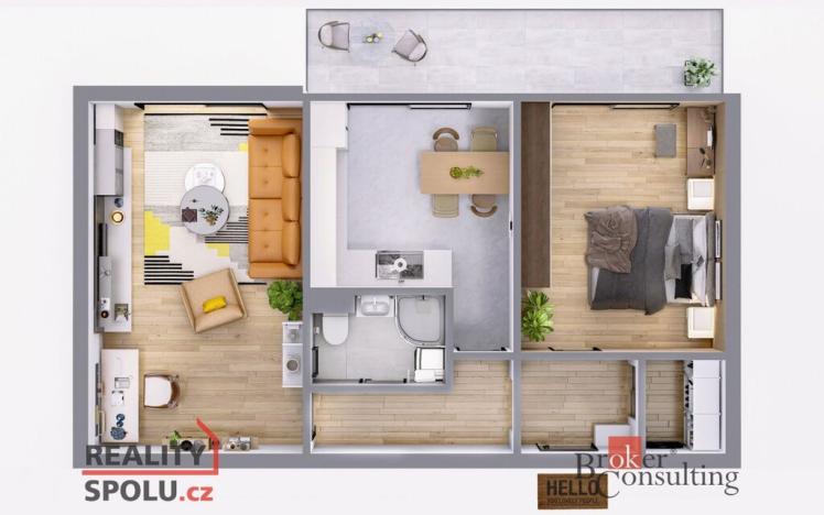 Prodej bytu 2+1, Nemanice, 59 m2