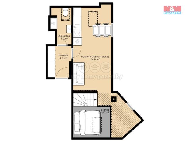 Pronájem atypického bytu, Hoštice, 60 m2