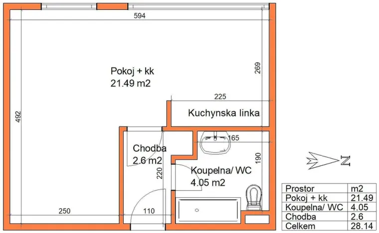 Pronájem bytu 1+kk, Hradec Králové, Akademika Heyrovského, 28 m2