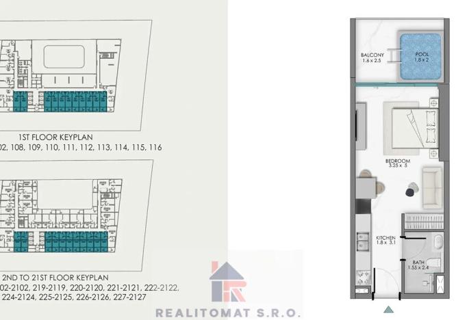 Prodej bytu 1+kk, Dubaj, Spojené arabské emiráty, 40 m2