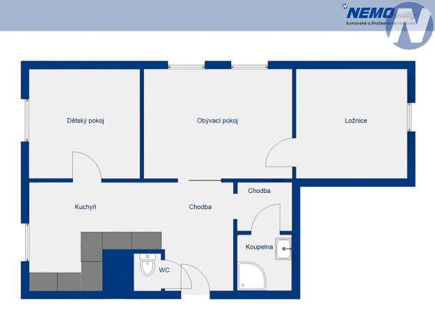 Prodej bytu 3+1, Hořice na Šumavě, 72 m2