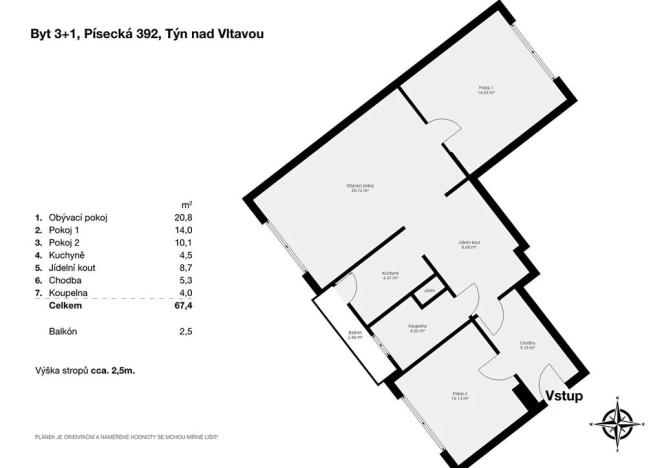 Pronájem bytu 3+1, Týn nad Vltavou, Písecká, 67 m2