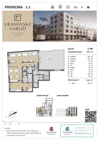 Prodej obchodního prostoru, Brno - Husovice, Vranovská, 144 m2