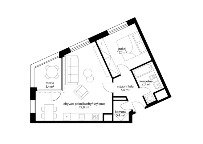 Pronájem bytu 2+kk, Praha - Karlín, Sokolova, 58 m2