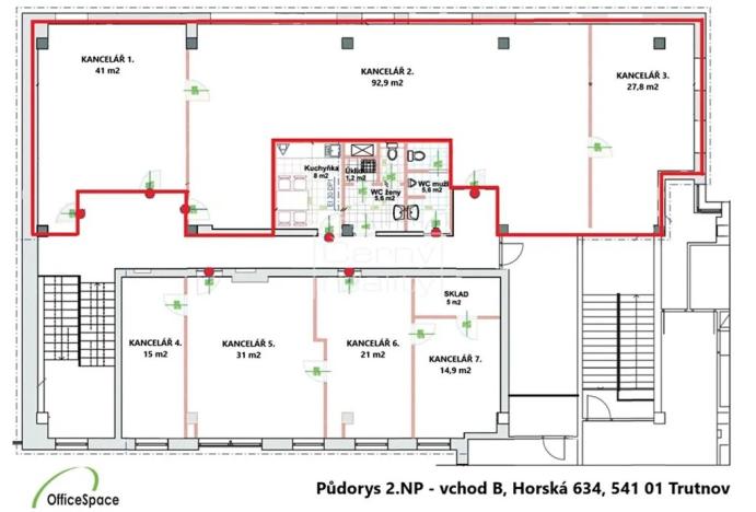 Pronájem kanceláře, Trutnov, Horská, 180 m2