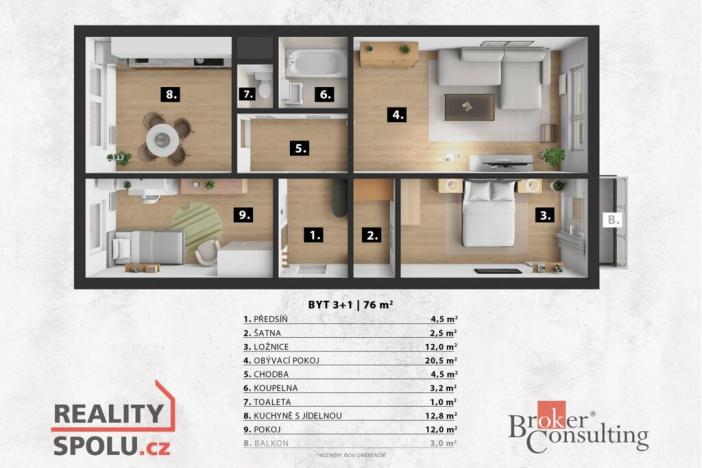 Prodej bytu 3+1, Praha - Modřany, Urbánkova, 76 m2
