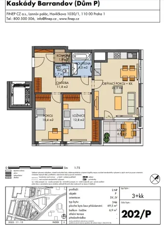 Prodej bytu 3+kk, Praha - Hlubočepy, Gollové, 70 m2