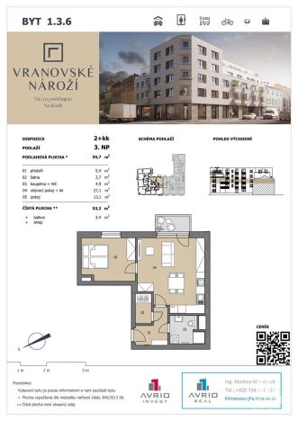 Prodej bytu 2+kk, Brno - Husovice, Vranovská, 53 m2