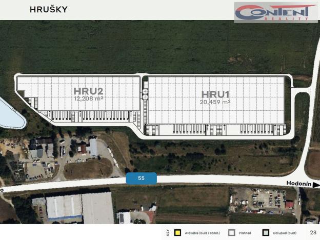 Pronájem výrobních prostor, Hrušky, Polní, 12208 m2