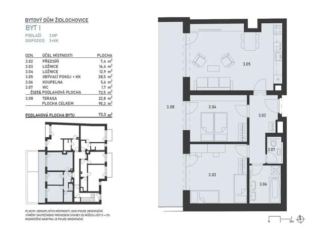 Prodej bytu 3+kk, Židlochovice, Masarykova, 73 m2