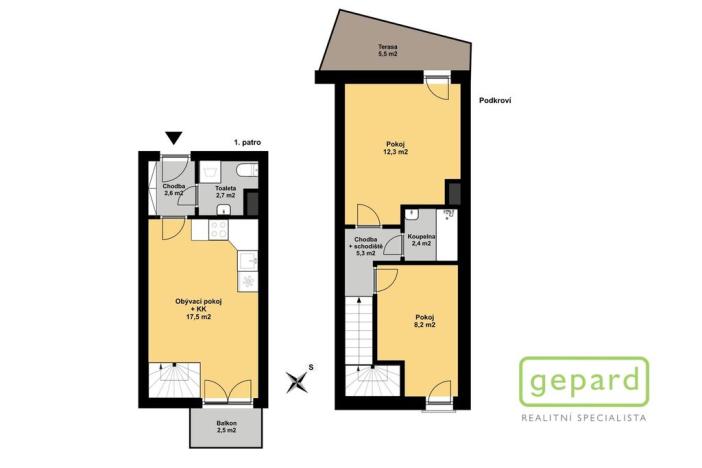 Pronájem bytu 2+kk, Brandýs nad Labem-Stará Boleslav - Brandýs nad Labem, Vrábská, 51 m2