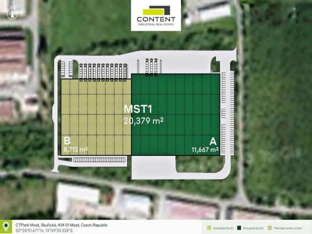 Pronájem výrobních prostor, Most - Velebudice, Skyřická, 4356 m2