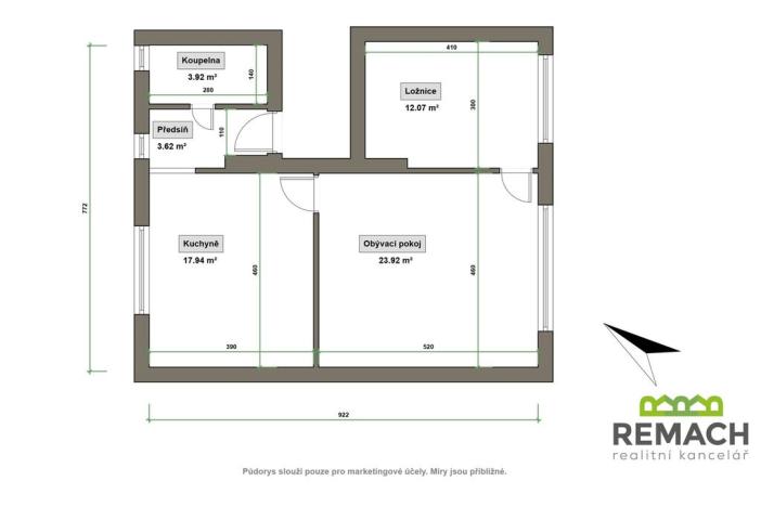 Pronájem bytu 2+1, Uherský Brod, 1. května, 60 m2