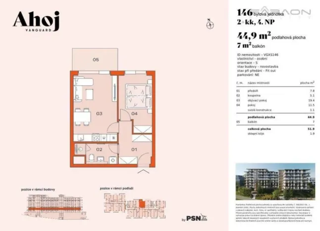 Prodej bytu 2+kk, Praha - Modřany, Československého exilu, 51 m2