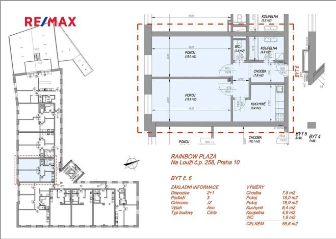 Pronájem bytu 2+1, Praha - Vršovice, Na louži, 59 m2