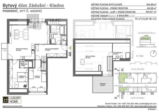Prodej bytu 4+kk, Kladno, 146 m2