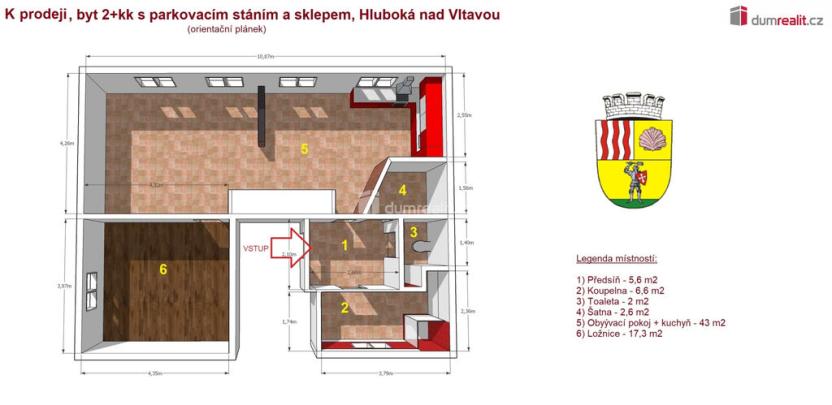 Prodej bytu 2+kk, Hluboká nad Vltavou, Třeboňská, 77 m2