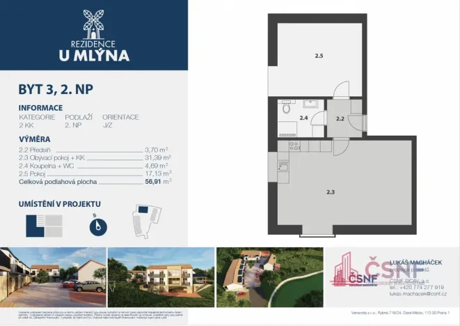 Prodej bytu 2+kk, Praha - Královice, Kuťatská, 56 m2