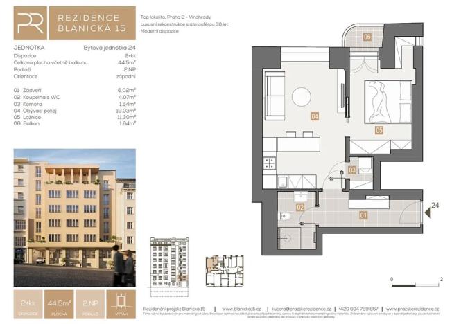 Prodej bytu 2+kk, Praha - Vinohrady, Blanická, 45 m2