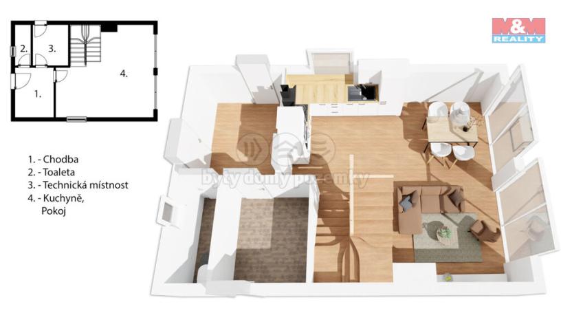 Prodej bytu 3+kk, Černá v Pošumaví - Bližná, 83 m2