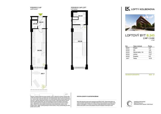 Prodej bytu 2+kk, Praha - Vysočany, Kolbenova, 53 m2