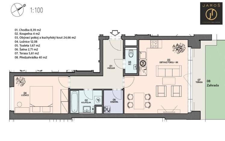 Prodej bytu 2+kk, Praha - Hlubočepy, Chlupáčova, 53 m2