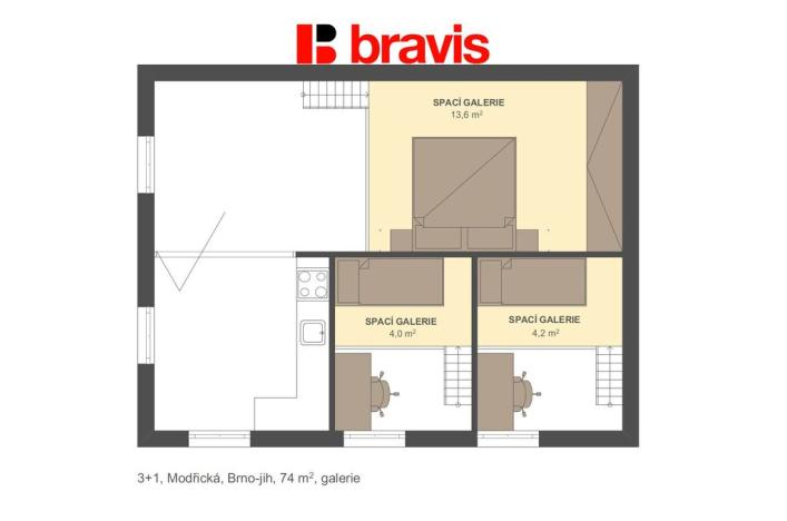 Prodej bytu 3+kk, Brno - Přízřenice, Modřická, 75 m2