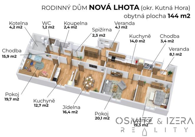 Prodej rodinného domu, Kluky - Nová Lhota, 144 m2