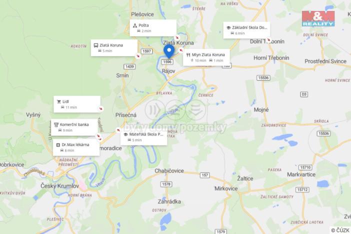 Prodej komerčního pozemku, Zlatá Koruna - Rájov, 1054 m2
