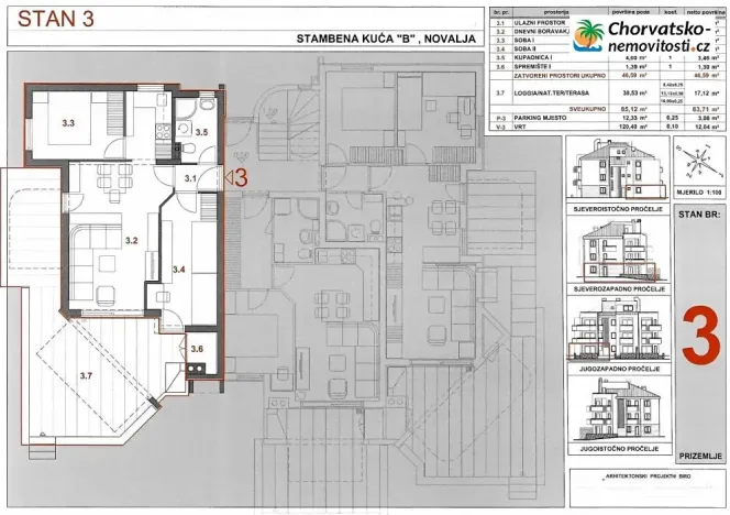 Prodej bytu 3+kk, Novalja, Chorvatsko, 89 m2