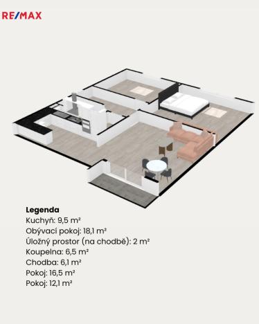 Prodej bytu 3+1, Hradec Králové - Moravské Předměstí, Sekaninova, 74 m2