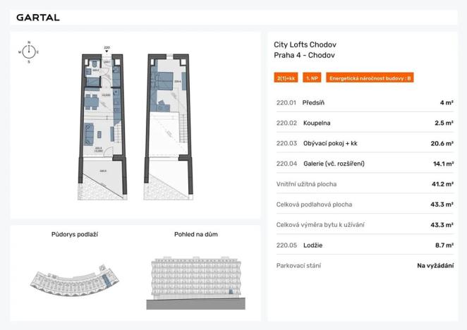 Prodej bytu 2+kk, Praha - Chodov, Valentova, 43 m2