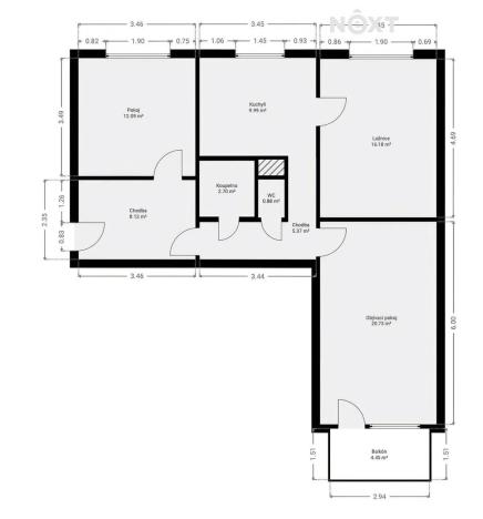 Prodej bytu 3+1, Nezamyslice, 81 m2